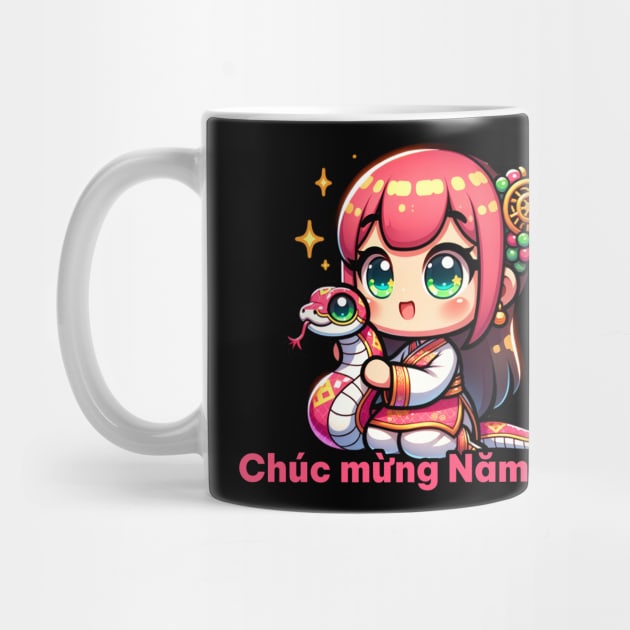 Kawaii Vietnamese New Year Girl & Snake by HolidayBug